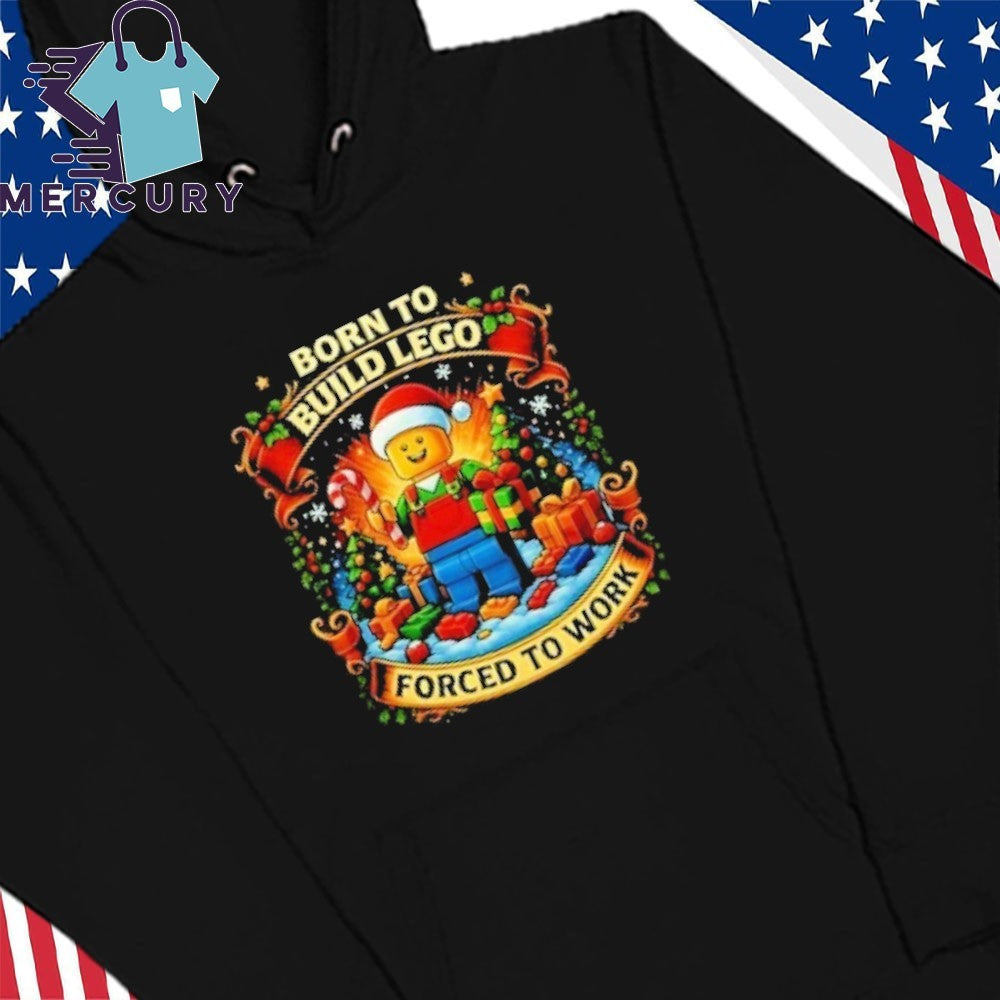 Santa Lego Born To Build Lego Forced To Work Christmas Shirt