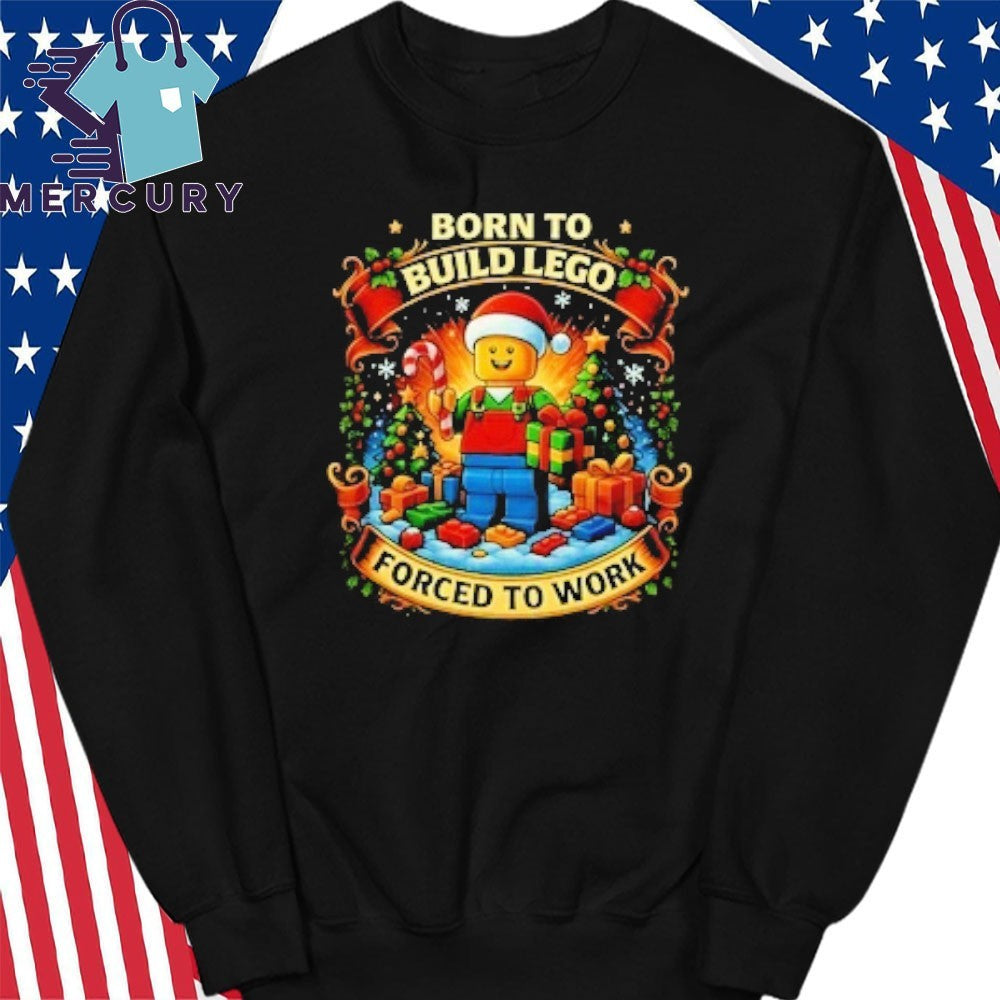 Santa Lego Born To Build Lego Forced To Work Christmas Shirt