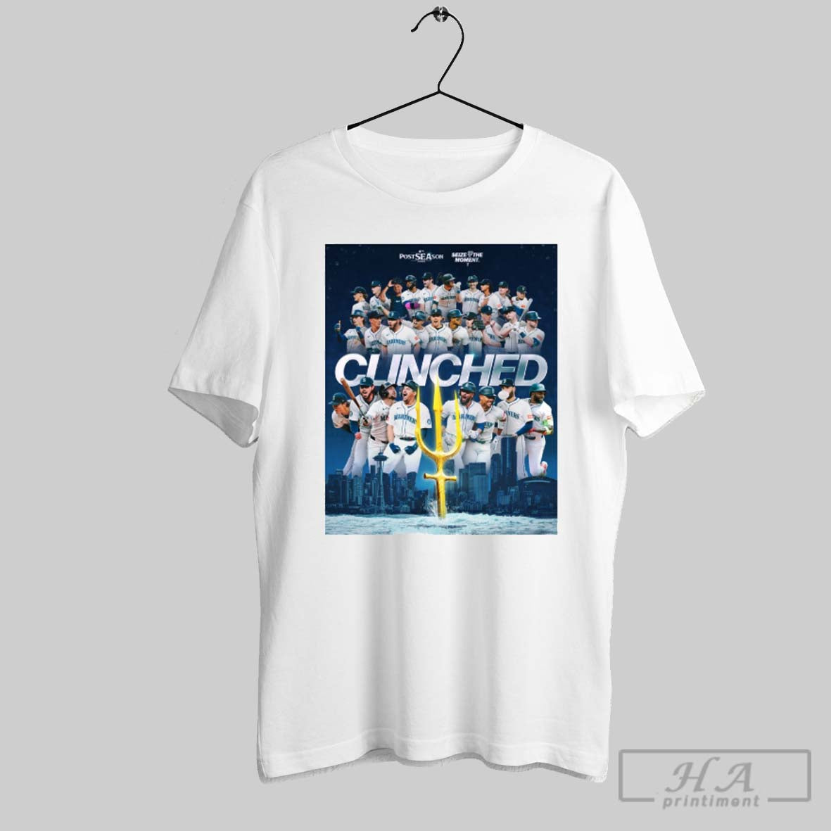 Official Seattle Mariners Clinched 2025 Mlb Postseason Seize The Moment October Here We Come Poster