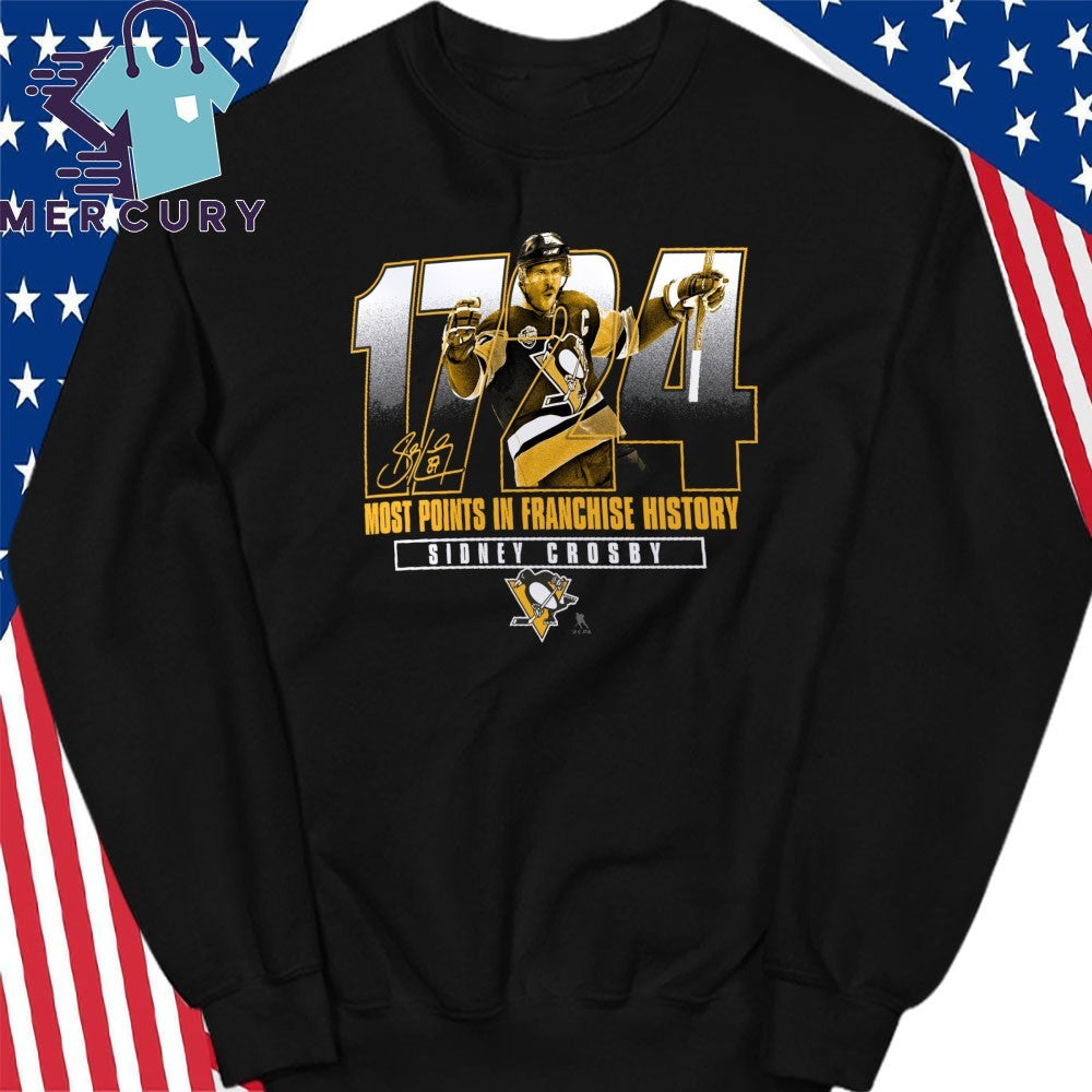Sidney Crosby Pittsburgh Penguins Most Points in Franchise History Shirt