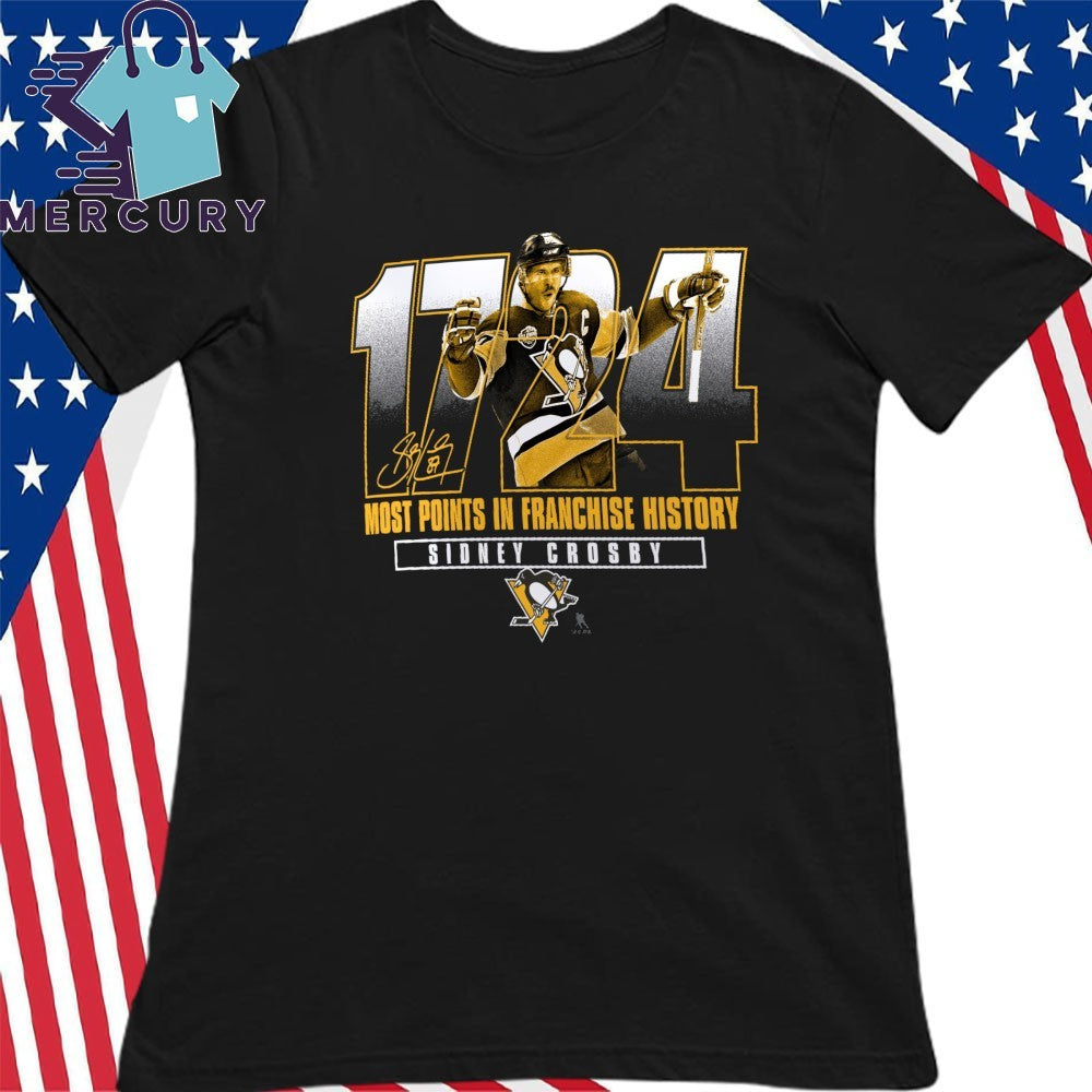 Sidney Crosby Pittsburgh Penguins Most Points in Franchise History Shirt
