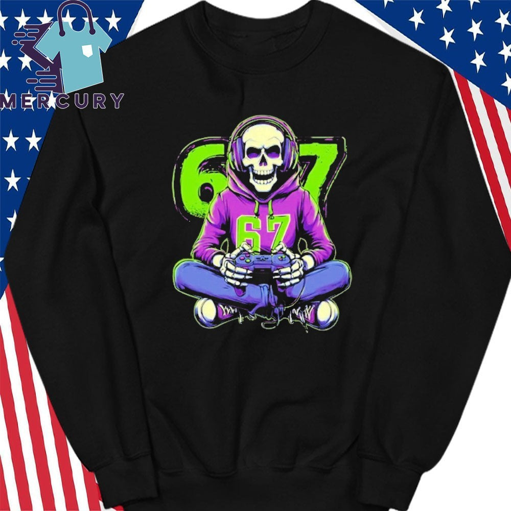 Skeleton 67 Gamer With Retro Controller Shirt