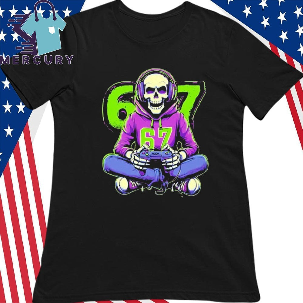 Skeleton 67 Gamer With Retro Controller Shirt