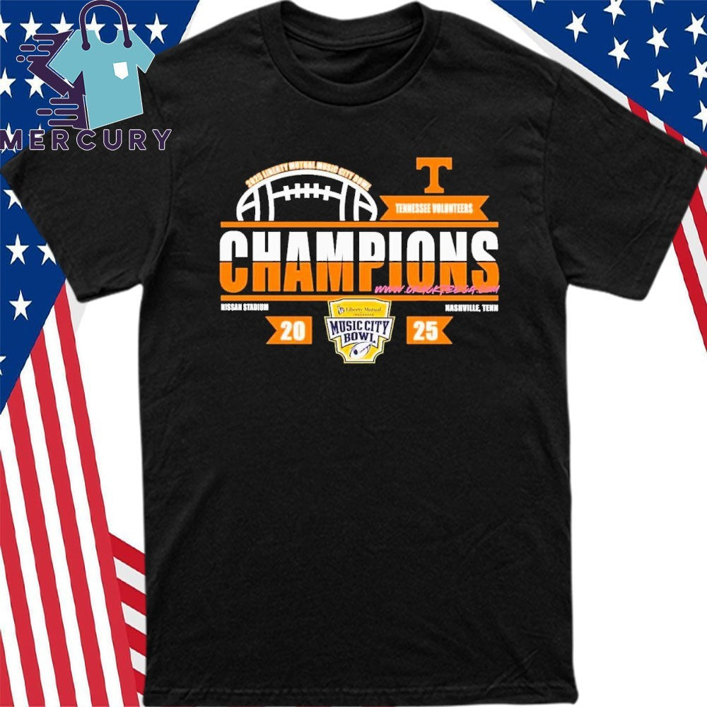 Tennessee Volunteers 2025 Liberty Mutual Music City Bowl Champions Locker Room Shirt