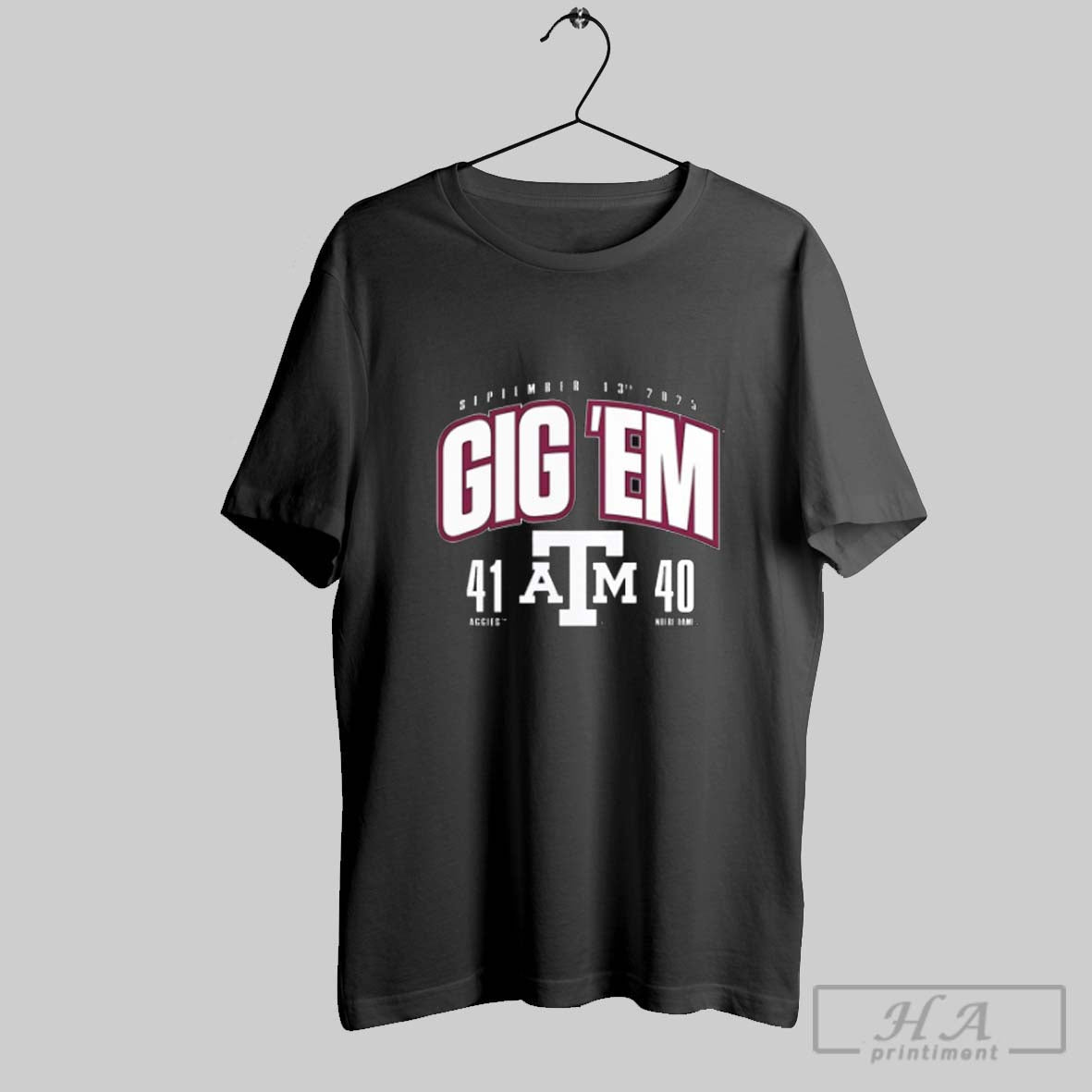 Official Texas Am Aggies Vs Notre Dame Fighting Irish Gig Em Score 41 40 September