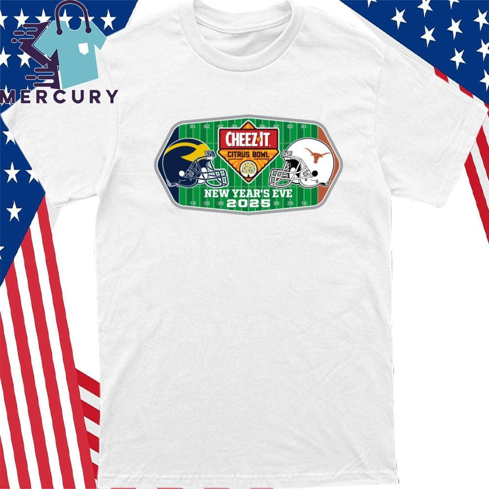 Texas Longhorns Vs Michigan Wolverines 2025 Citrus Bowl New Year’s Eve Helmet Shirt