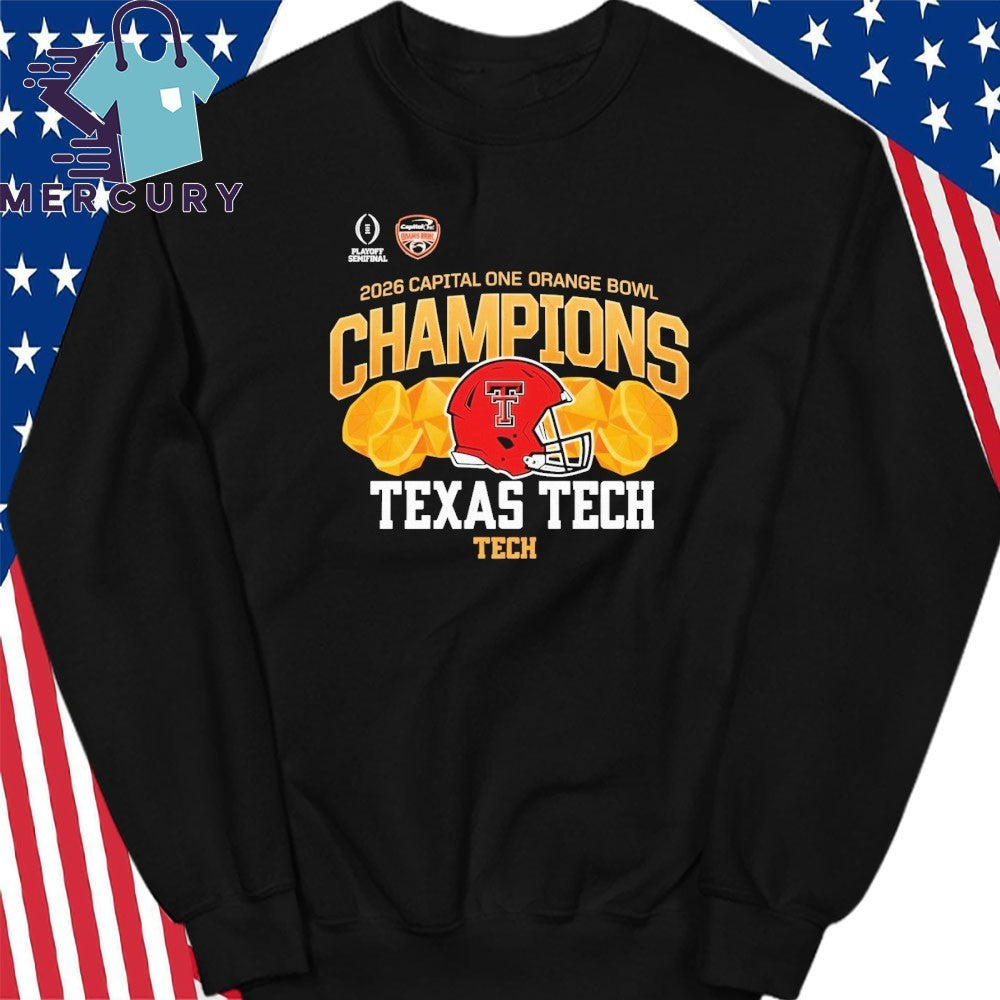 Texas Tech Red Raiders 2026 Orange Bowl Champions NCAA Helmet Shirt