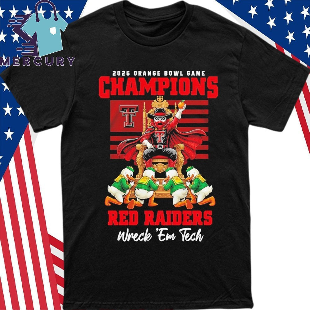 Texas Tech Red Raiders 2026 Orange Bowl Game Champions Wreck ‘Em Tech Mascot Shirt