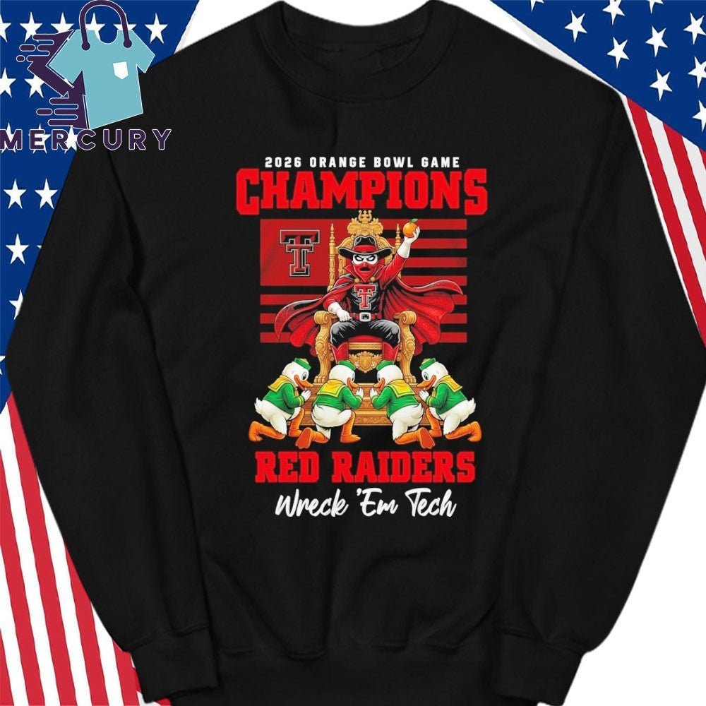 Texas Tech Red Raiders 2026 Orange Bowl Game Champions Wreck ‘Em Tech Mascot Shirt