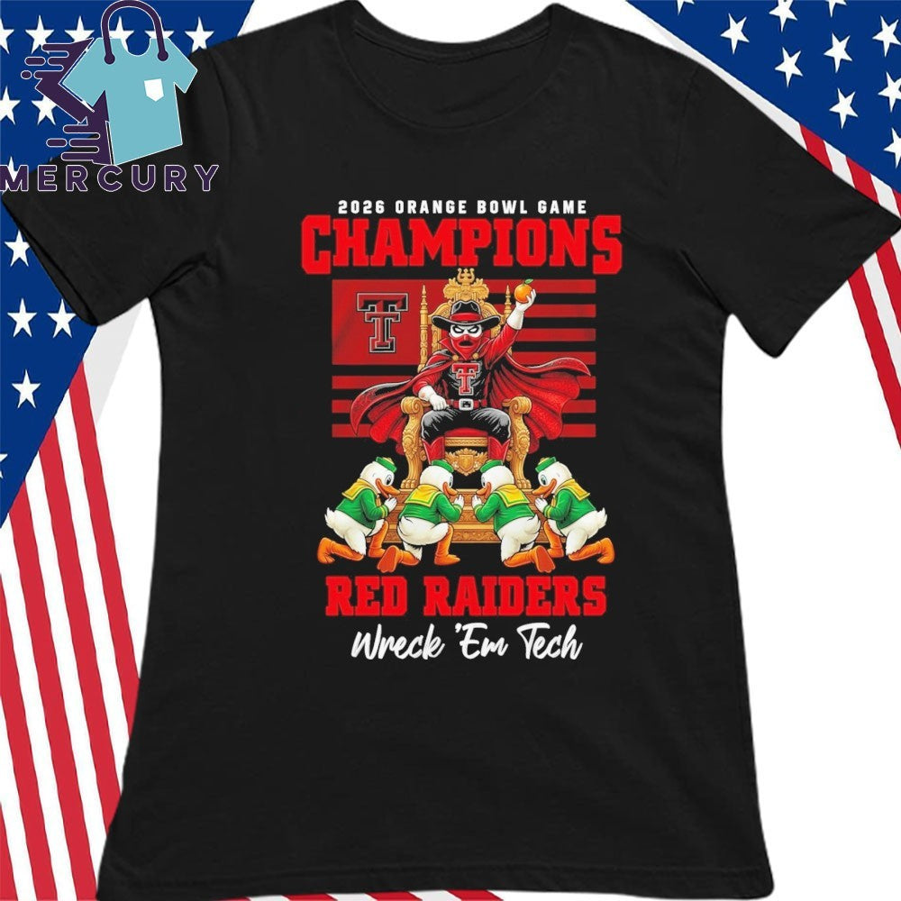 Texas Tech Red Raiders 2026 Orange Bowl Game Champions Wreck ‘Em Tech Mascot Shirt