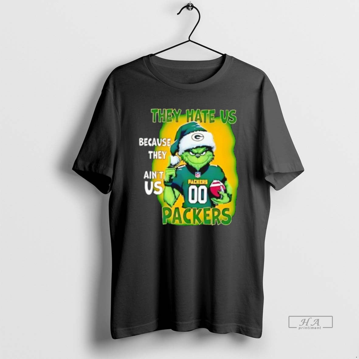 Official They Hate Us Because They Aint Us Green Bay Packers Grinch Santa T-Shirts, Hoodie, Sweatshirt | AU01DripNestTees.com