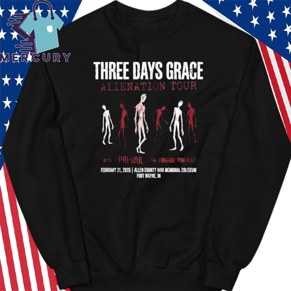 Three Days Grace Alienation Tour 2026 Venue Tee At Allen County War Memorial Coliseum Fort Wayne On February 21 2026 Shirt