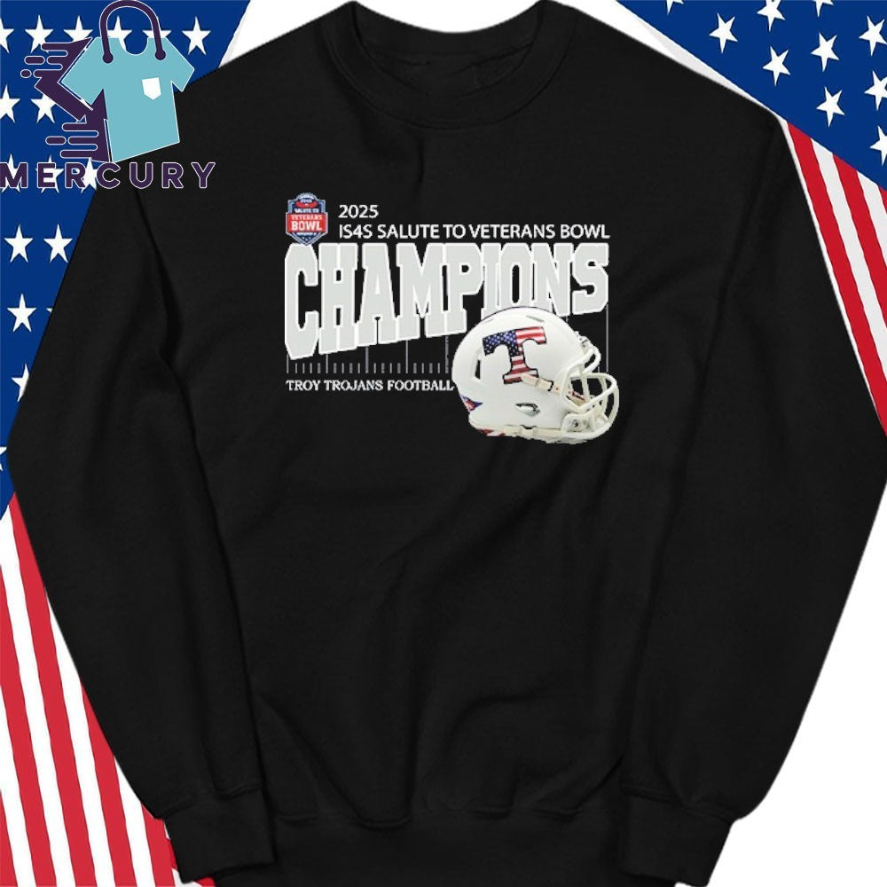 Troy Trojans 2025 Is4s Salute To Veterans Bowl Champions Helmet Shirt