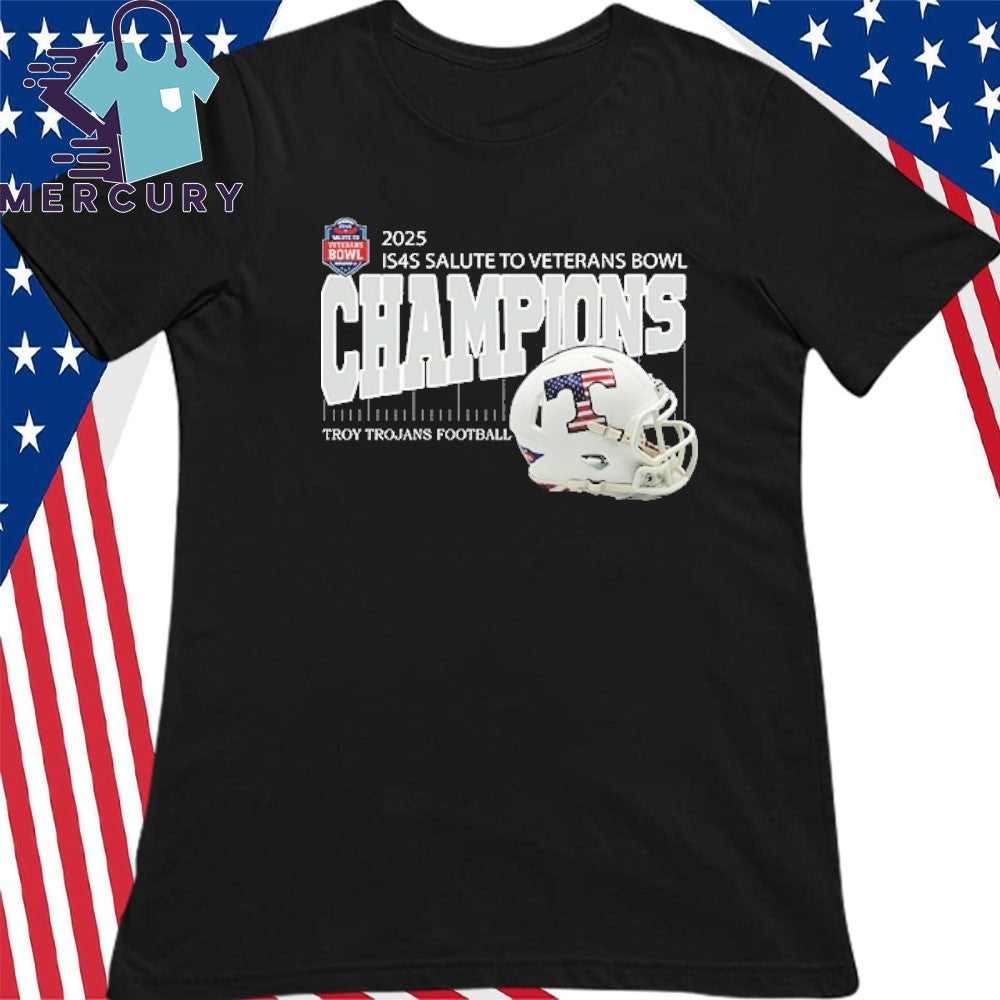 Troy Trojans 2025 Is4s Salute To Veterans Bowl Champions Helmet Shirt