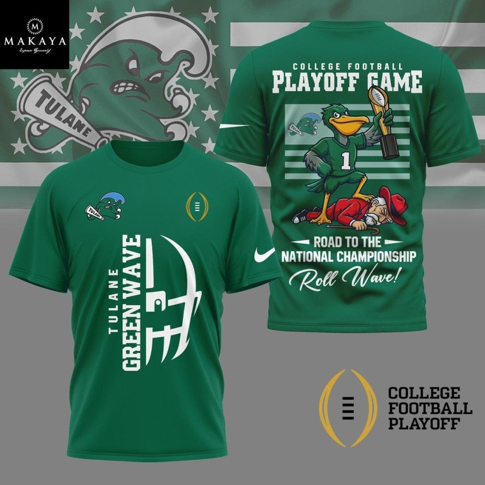 Tulane Green Wave 2025 NCAA College Football Playoff Game Mascot Shirt