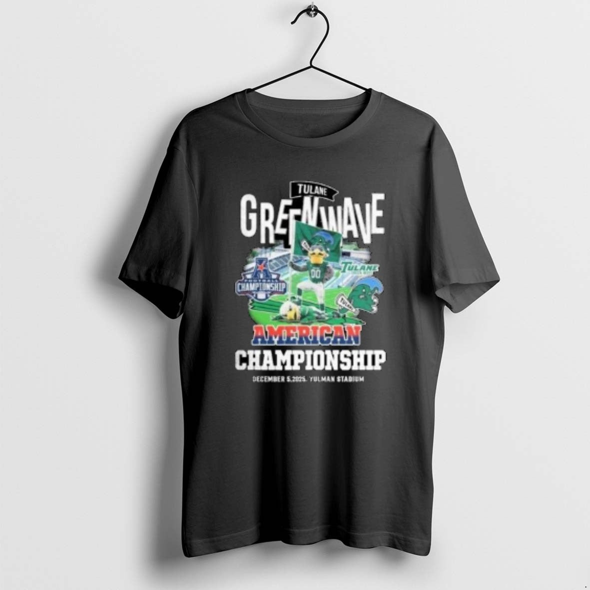 Official Tulane Green Wave Beat North Texas Mean Green American Championship 2025 Mascot Circle Black T-Shirts, Hoodie,...