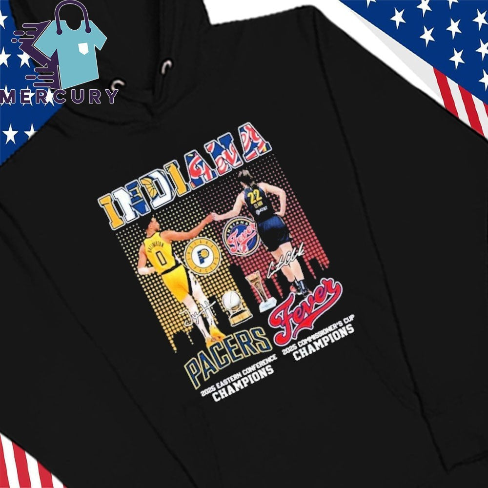 Tyrese Haliburton Fist Bump Caitlin Clark Indiana Pacers And Indiana Fever Champions 2025 Shirt