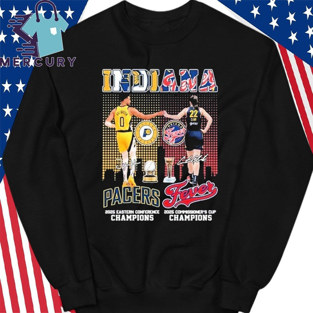 Tyrese Haliburton Fist Bump Caitlin Clark Indiana Pacers And Indiana Fever Champions 2025 Shirt