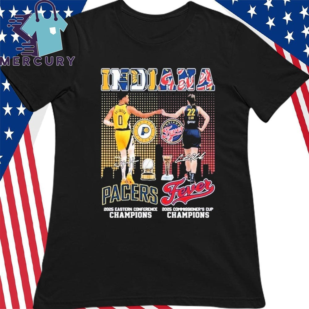Tyrese Haliburton Fist Bump Caitlin Clark Indiana Pacers And Indiana Fever Champions 2025 Shirt