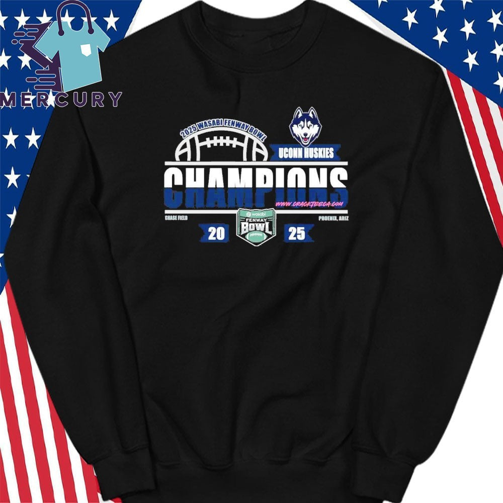 UConn Huskies 2025 Wasabi Fenway Bowl Champiosn At Fenway Park On December 27 Locker Room Shirt