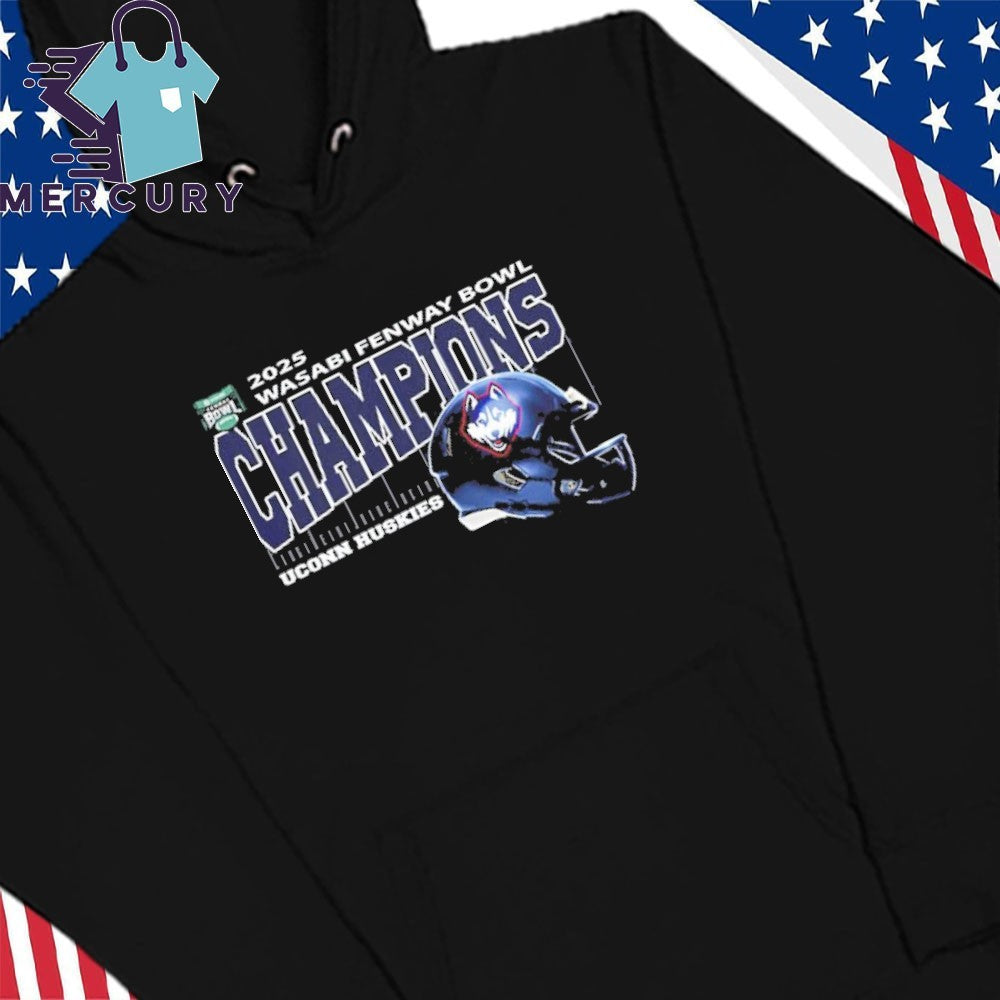 UConn Huskies Football 2025 Wasabi Fenway Bowl Champions Helmet Shirt