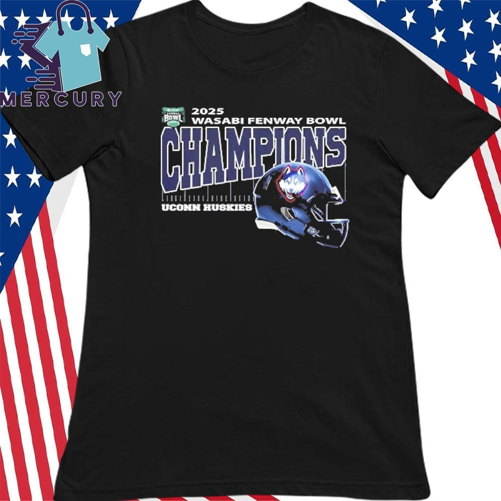 UConn Huskies Football 2025 Wasabi Fenway Bowl Champions Helmet Shirt
