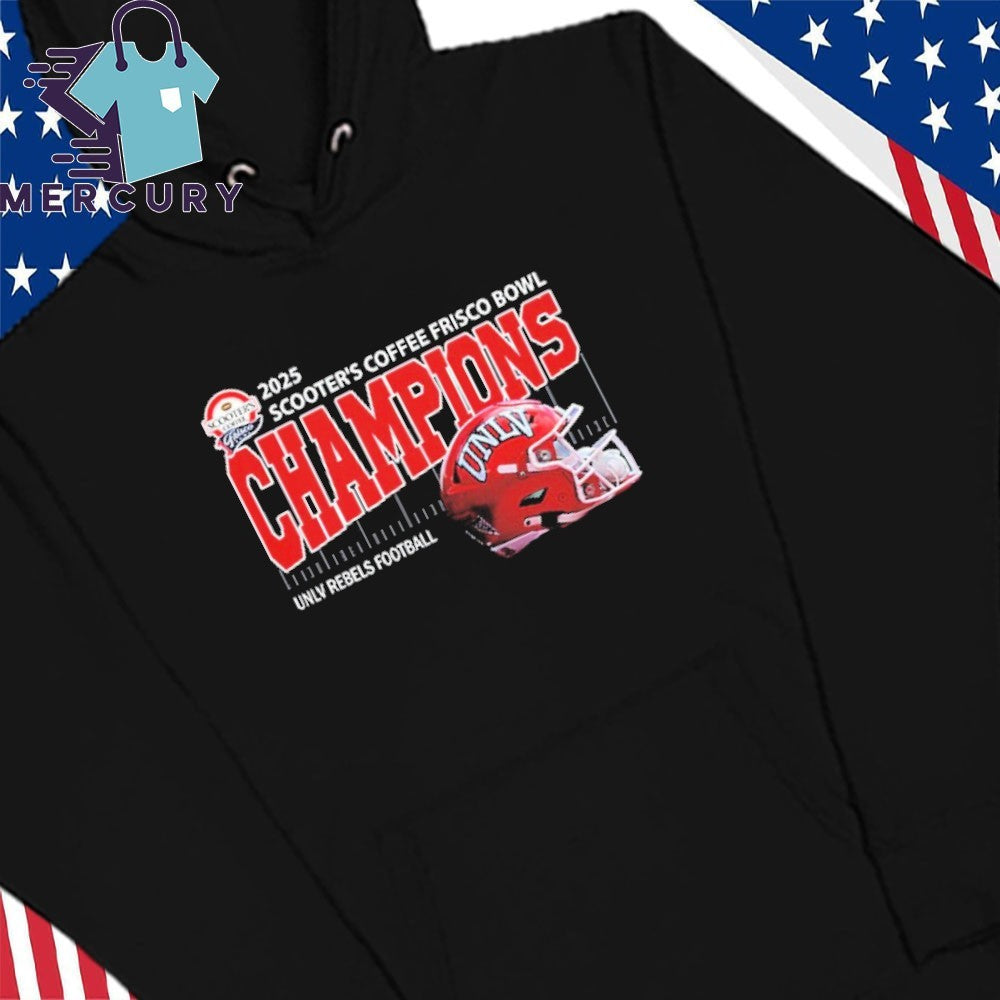 UNLV Rebels Football 2025 Scooter’s Coffee Frisco Bowl Champions Helmet Shirt
