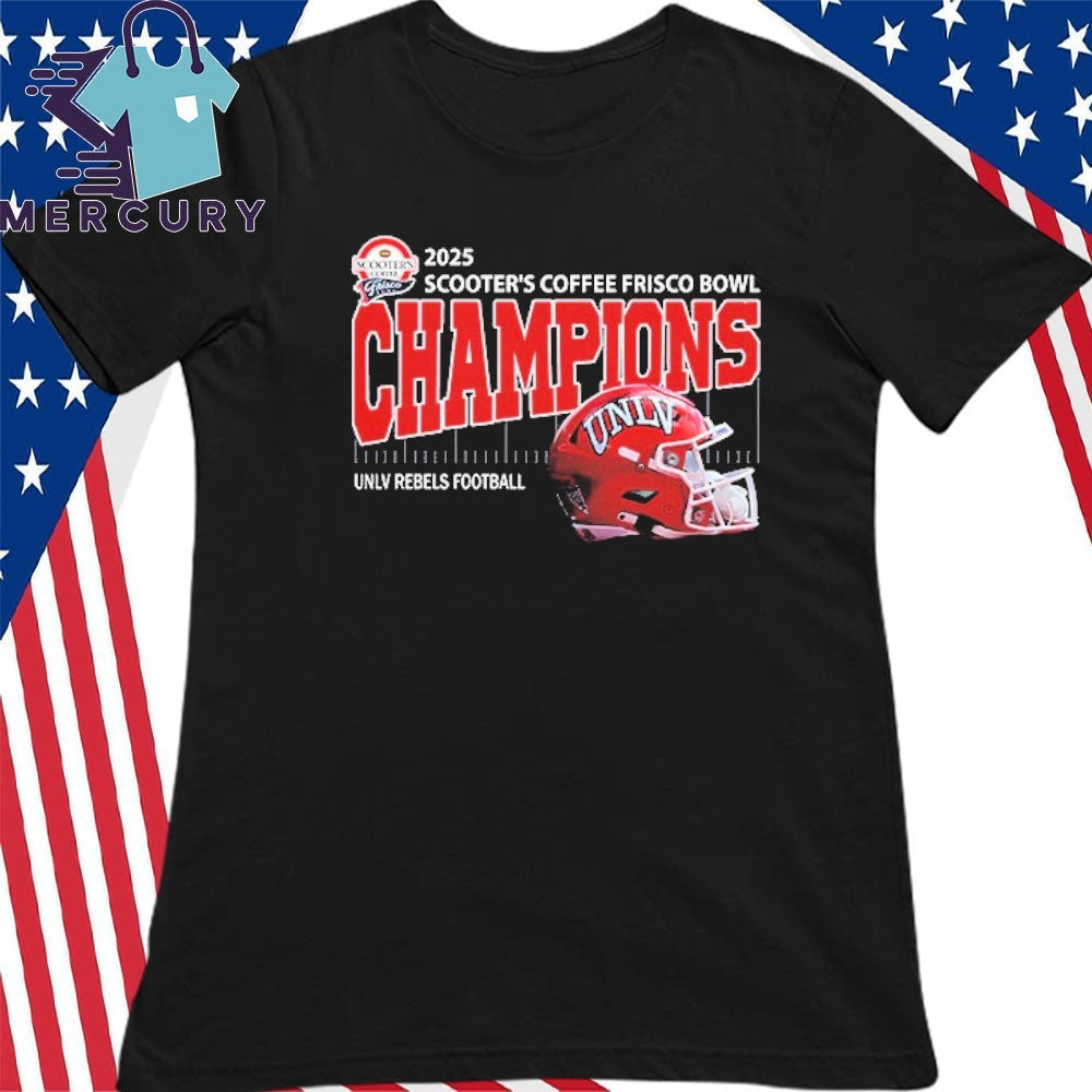 UNLV Rebels Football 2025 Scooter’s Coffee Frisco Bowl Champions Helmet Shirt