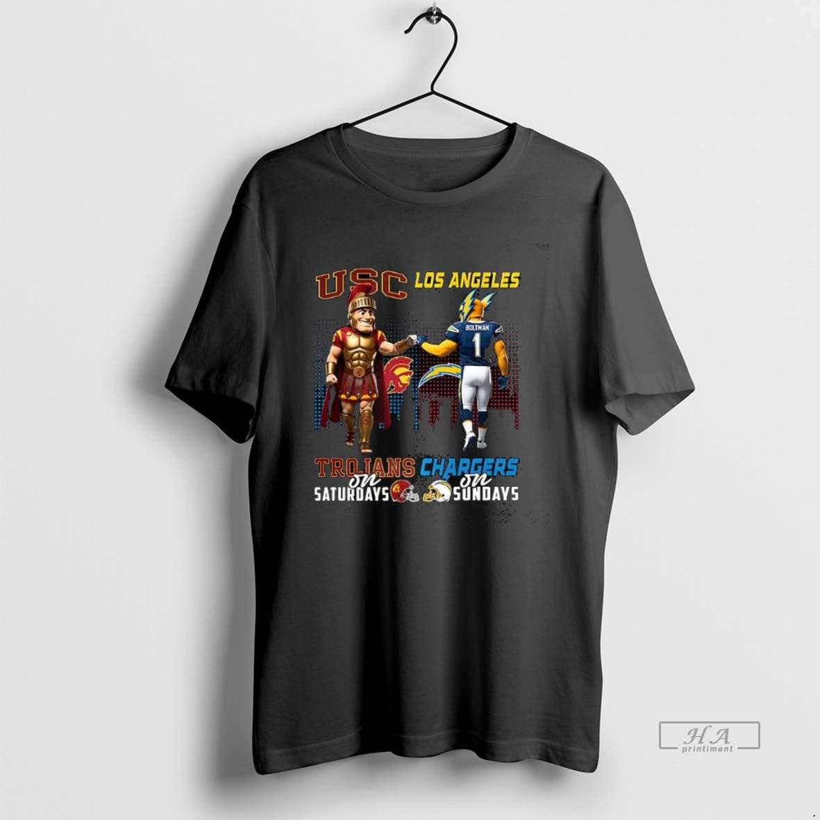 Official Usc Trojans On Saturdays Vs Los Angeles Chargers On Sundays Mascot T-Shirts, Hoodie, Sweatshirt
