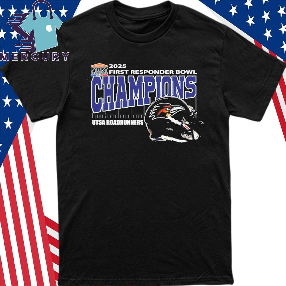 UTSA Roadrunners Football First Responder Bowl Champions 2025 Helmet Shirt