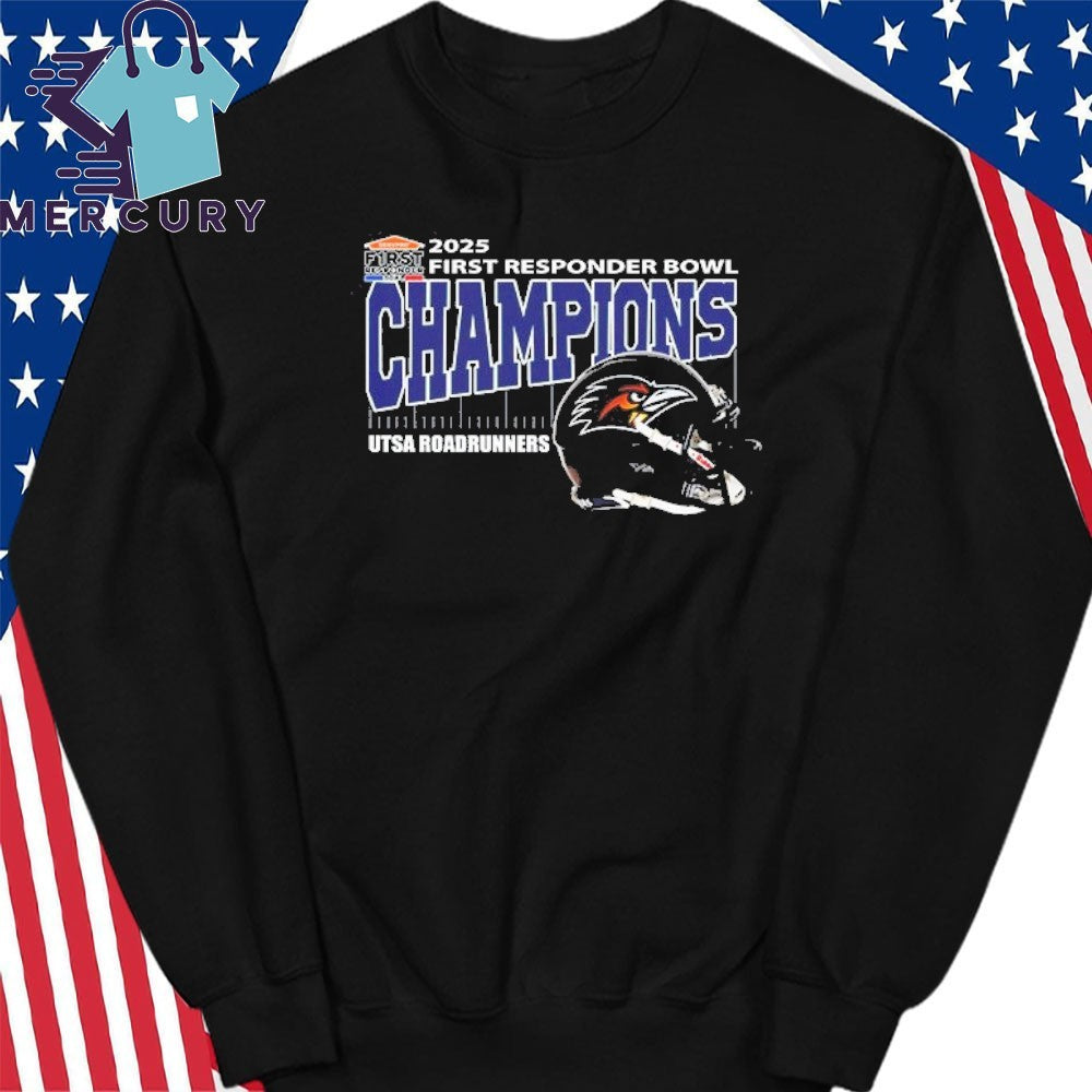 UTSA Roadrunners Football First Responder Bowl Champions 2025 Helmet Shirt