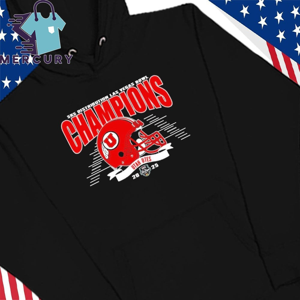 Utah Utes 2025 SRS Distribution Las Vegas Bowl Champions Helmet Shirt