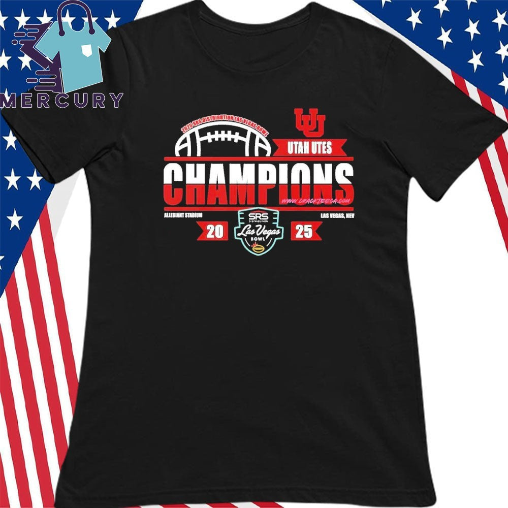 Utah Utes 2025 SRS Distribution Las Vegas Bowl Champions Locker Room Shirt