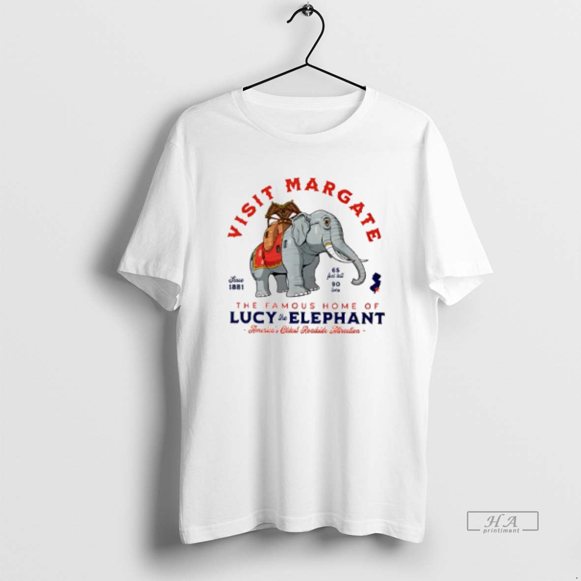 Official Visit Margate Since 1881 The Famous Home Of Lucy The Elephant T-Shirts, Hoodie, Sweatshirt | AU01DripNestTees.com