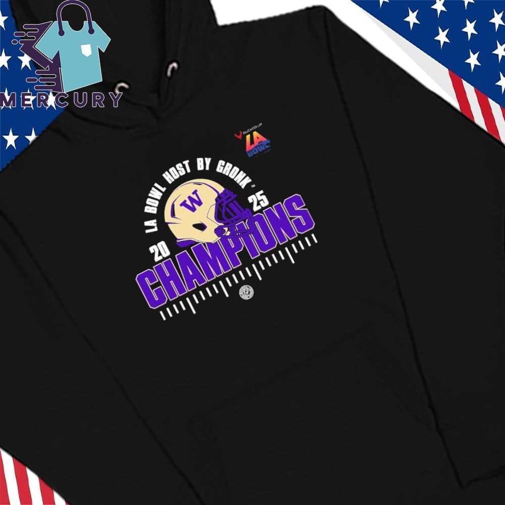 Washington Huskies 2025 Bucked Up LA Bowl Champions Helmet Shirt