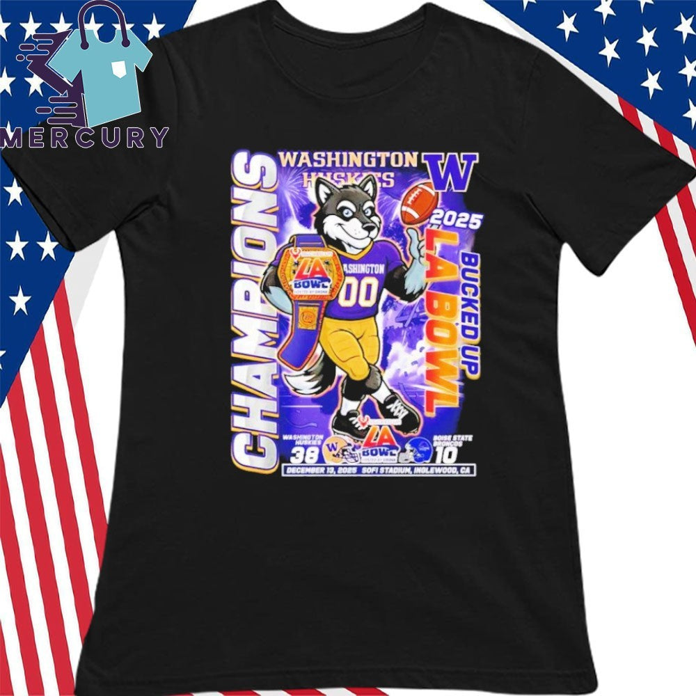 Washington Huskies Bucked Up LA Bowl Champions 2025 Mascot Shirt