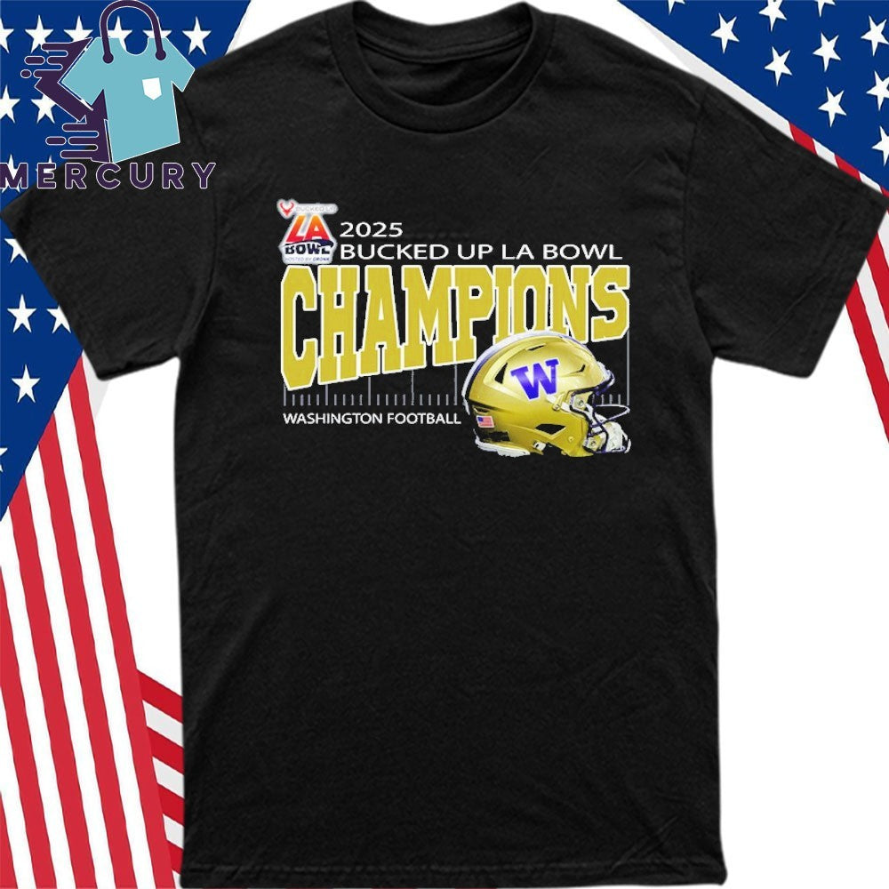 Washington Huskies Football 2025 Bucked Up La Bowl Champions Helmet Shirt