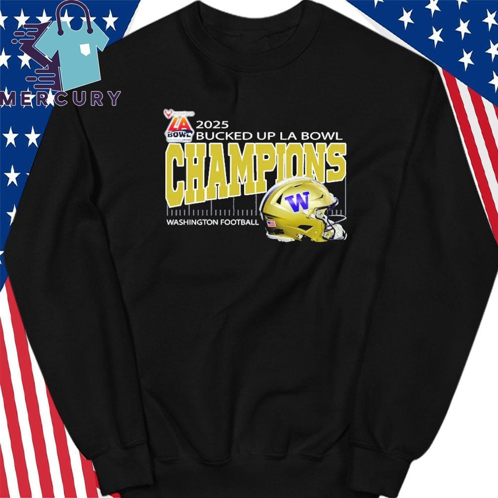 Washington Huskies Football 2025 Bucked Up La Bowl Champions Helmet Shirt