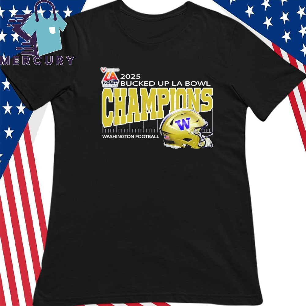 Washington Huskies Football 2025 Bucked Up La Bowl Champions Helmet Shirt