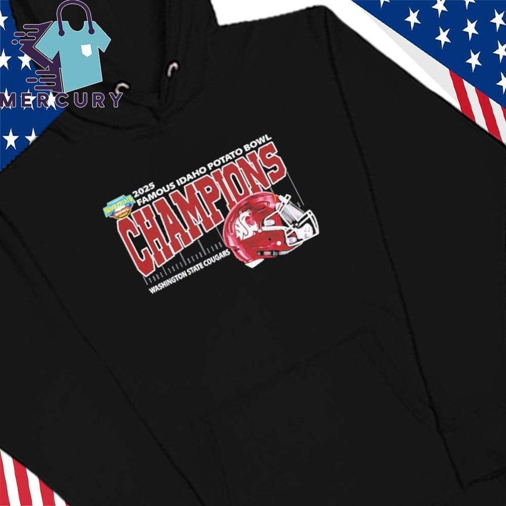 Washington State Cougars Football 2025 Famous Idaho Potato Bowl Champions Helmet Shirt