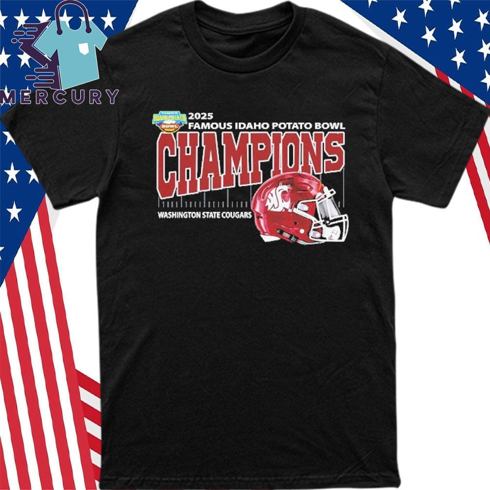 Washington State Cougars Football 2025 Famous Idaho Potato Bowl Champions Helmet Shirt