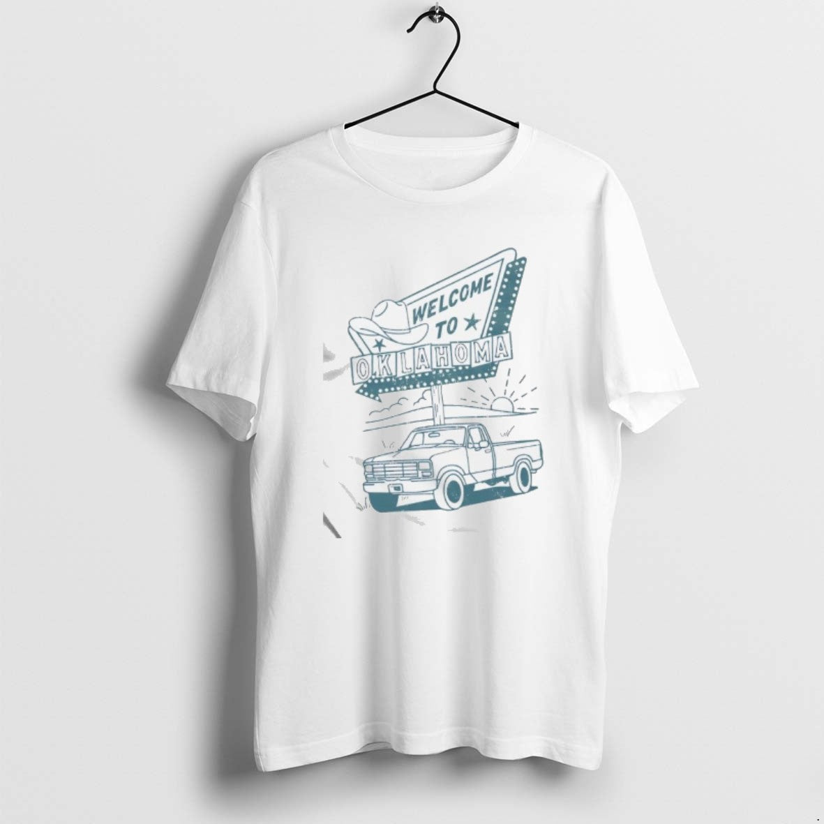 Official Welcome To Oklahoma Retro Style Roadside Cowboy Hat Truck T-Shirts, Hoodie, Sweatshirt | AU01DripNestTees.com