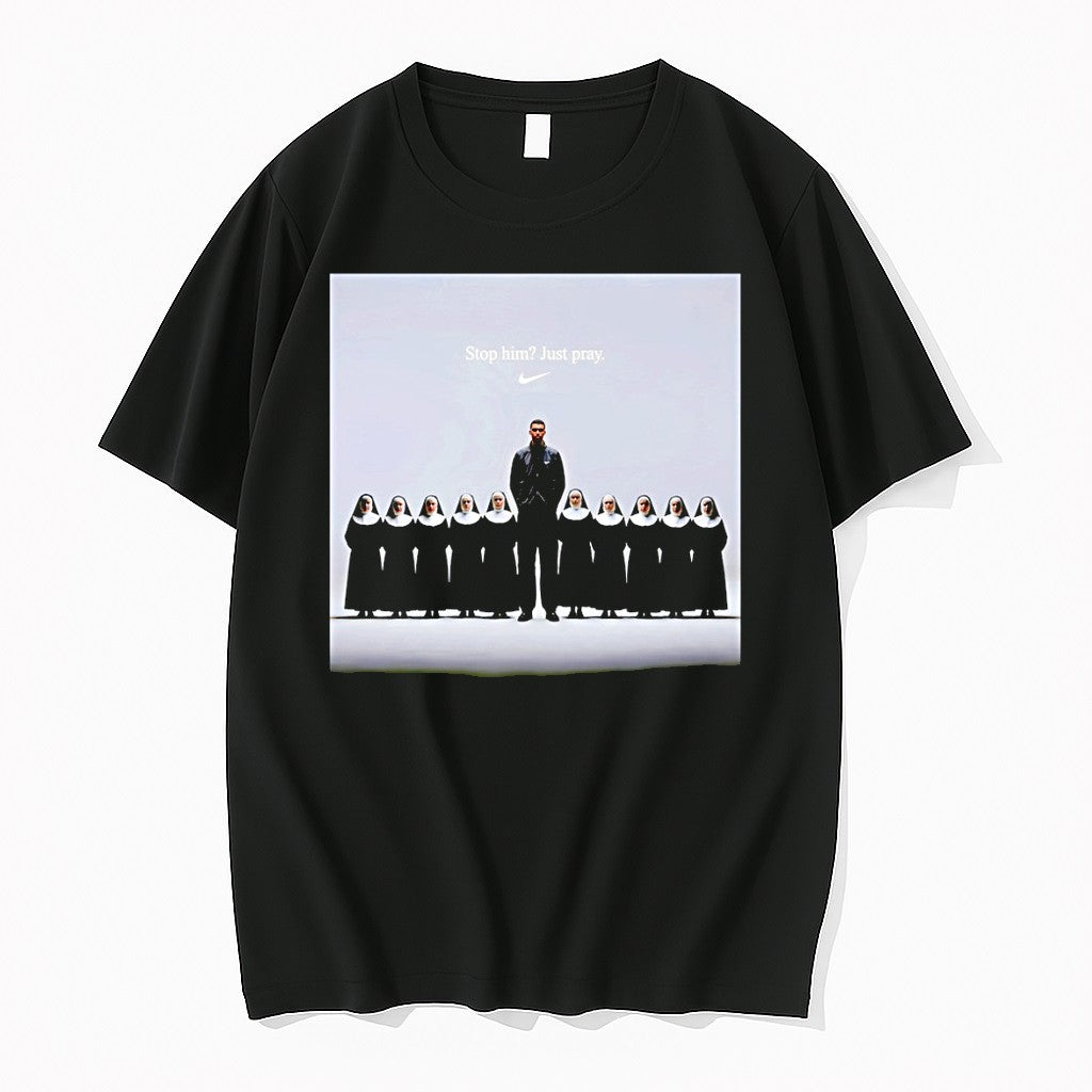 Official Wemby Victor Wembanyama Nun Stop Him Just Pray Nike Logo T Shirts Jpg