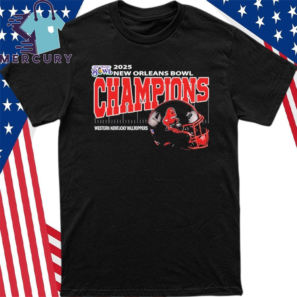 Western Kentucky Hilltoppers Football 2025 New Orleans Bowl Champions Helmet Shirt
