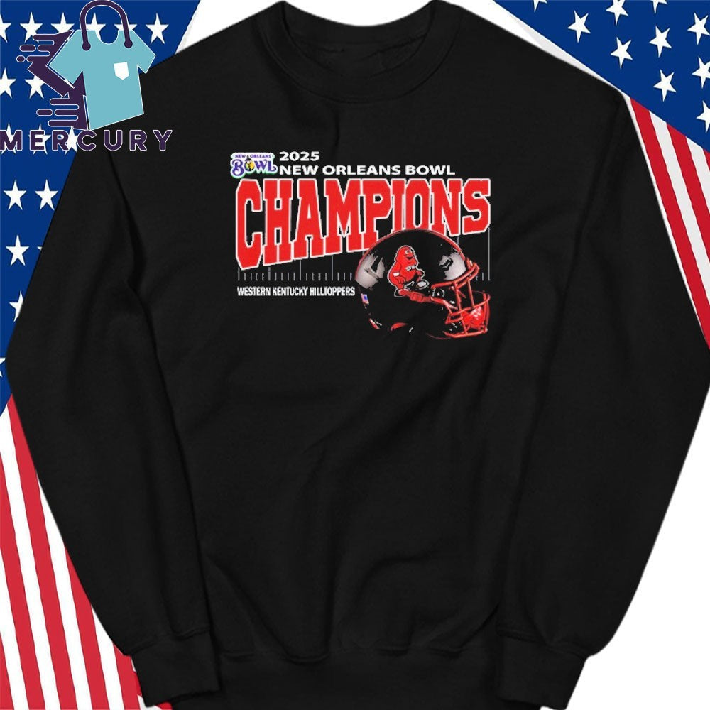 Western Kentucky Hilltoppers Football 2025 New Orleans Bowl Champions Helmet Shirt