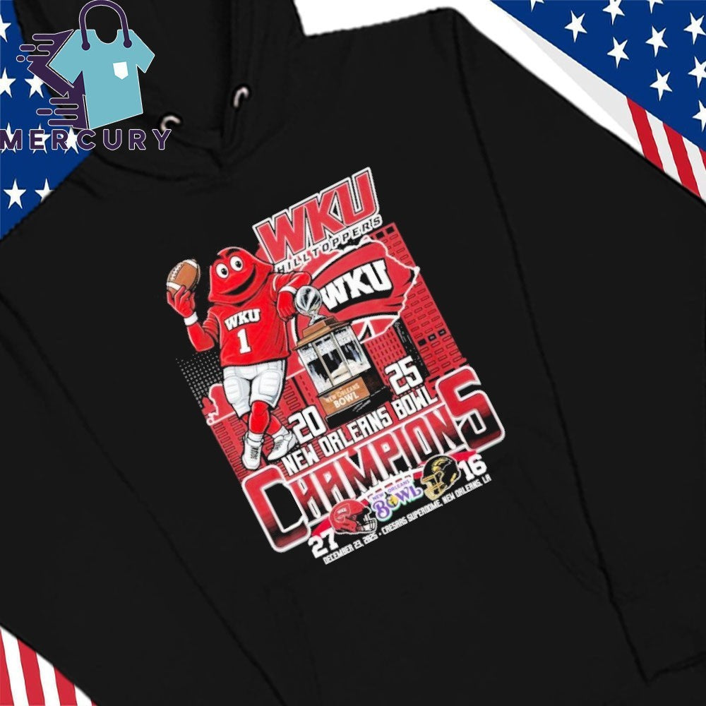 Western Kentucky Hilltoppers Football 2025 New Orleans Bowl Champions Mascot Shirt