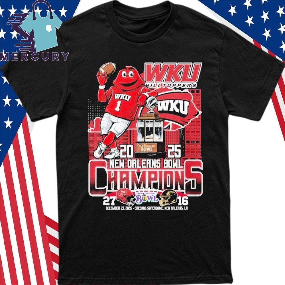 Western Kentucky Hilltoppers Football 2025 New Orleans Bowl Champions Mascot Shirt