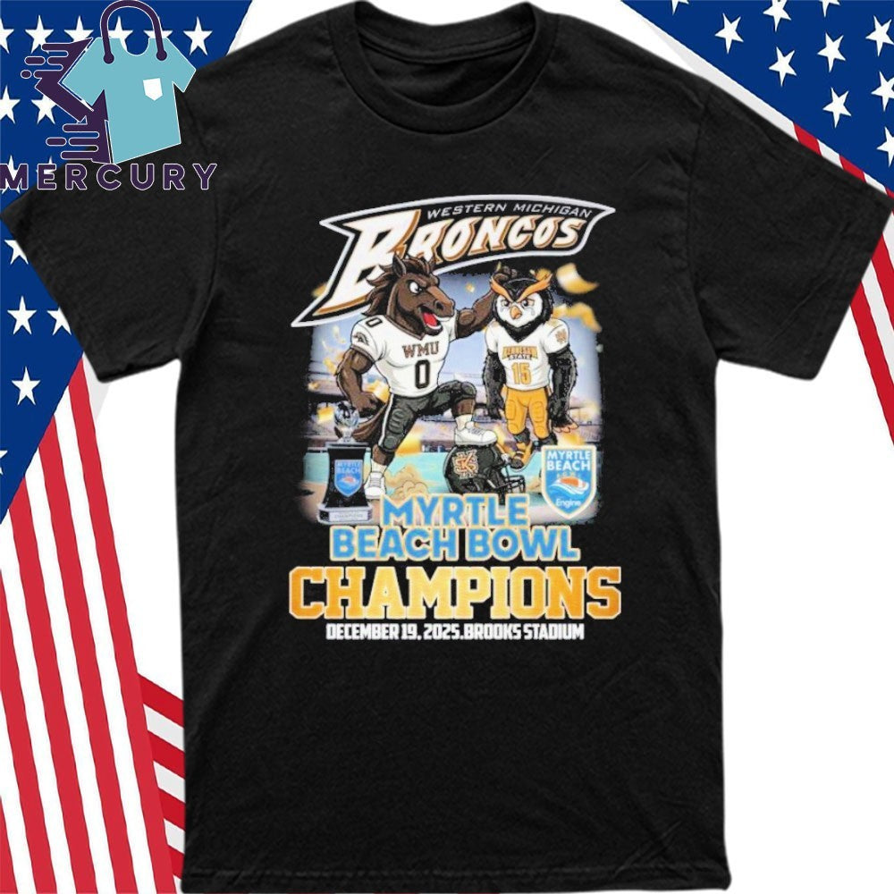 Western Michigan Broncos Myrtle Beach Bowl Champions 2025 Mascot Shirt