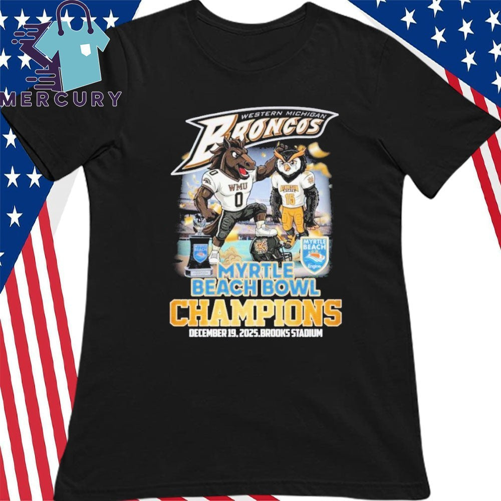 Western Michigan Broncos Myrtle Beach Bowl Champions 2025 Mascot Shirt