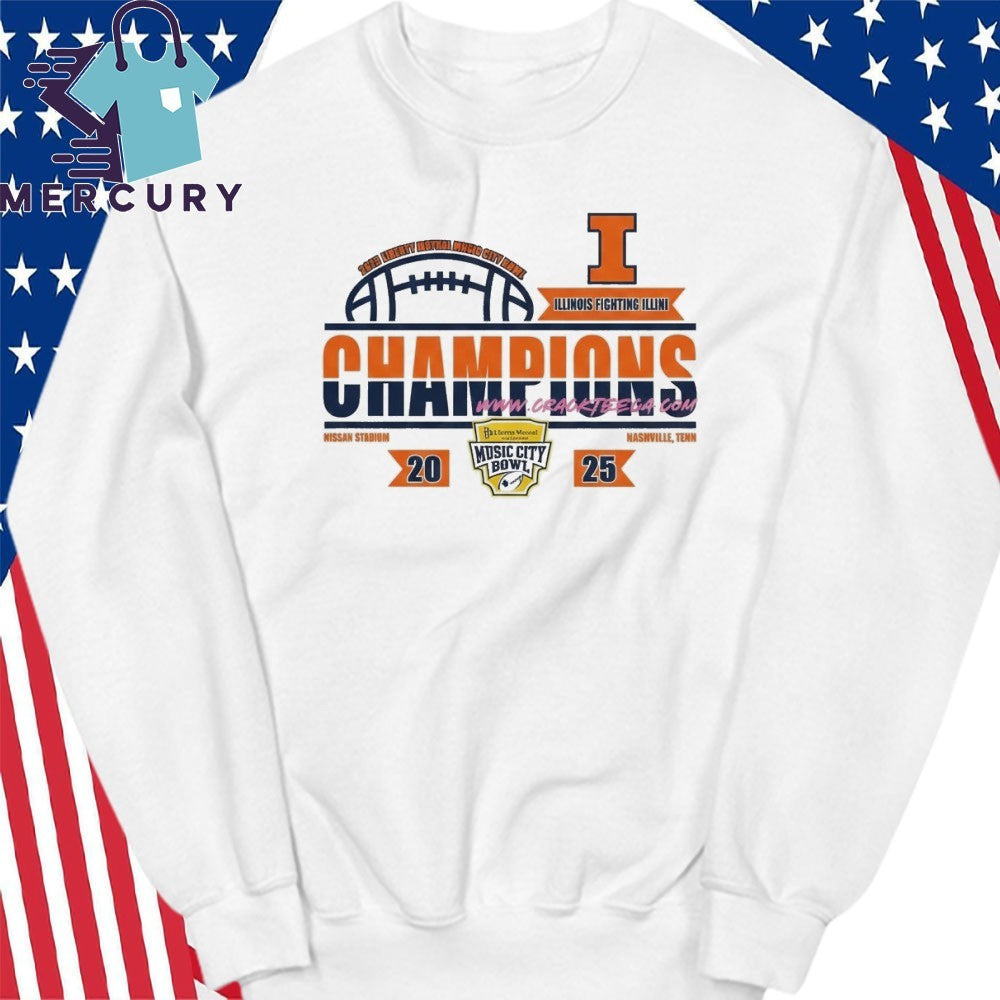 llinois Fighting Illini Football 2025 Liberty Mutual Music City Bowl Champions Locker Room Shirt